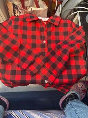Girls size 5t  Red and Black Buffalo Plaid Flannel Pajama Top